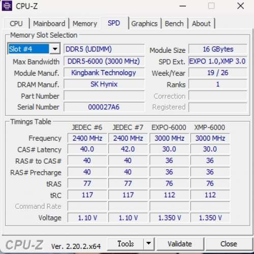 [幾乎全新]KingBank KRRW RGB DDR5 32GB 2x16GB 6000Mhz C30 Hynix M-Die 白色有燈