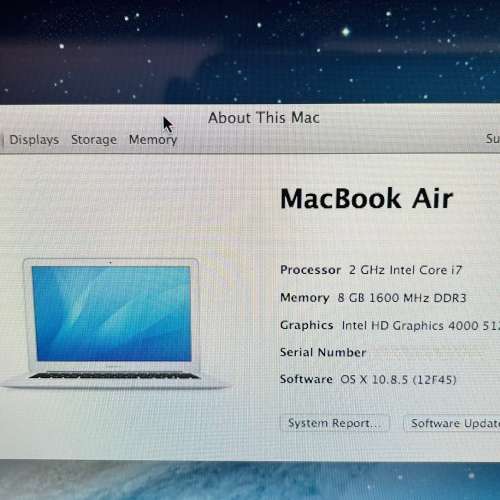 MacBook Air 13-inch Mid 2012 i7, 8GB RAM, 256G SSD