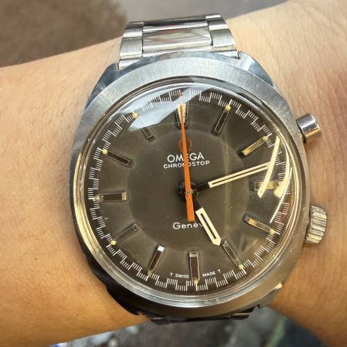 【經典收藏】Omega Gen&egrave;ve Chronostop 古董單鈕計時碼錶 | 啞灰面橘針 | Cal. 865 ...