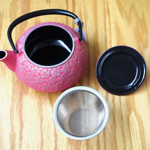 日本製 岩鋳 Iwachu 急須 0.32L 南部鉄器 粉紅櫻花銀色 南部鐵器鐵茶壼