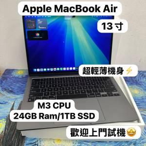（頂配 MacBook Air M3 CPU🤩 )APPLE  MacBook Air M3 2023 M3 CPU/24GB Ram/1TB S...