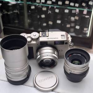 CONTAX G1 GREEN LABLE BODY  BIOGON 28MM F2.8  PLANAR 45MM F2  SONNSR 90MM F2.8