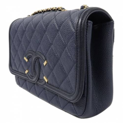 CHANEL 牛皮皮革  CC Filigree Flap Bag 鏈帶肩背袋