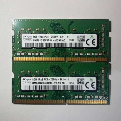 SK Hynix 8GB DDR4 2666MHz SODIMM 一對共16GB