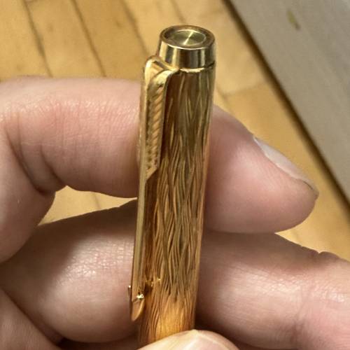 【珍藏古董筆】經典 1970s 派克 Parker 180 鍍金樹皮紋鋼筆（雙面書寫尖/法國製）$488