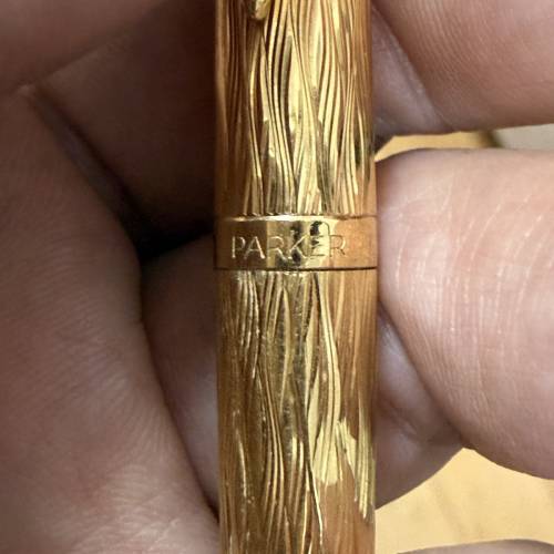 【珍藏古董筆】經典 1970s 派克 Parker 180 鍍金樹皮紋鋼筆（雙面書寫尖/法國製）$488