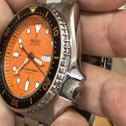 「【稀有日版】Seiko SKX011J1 Orange Boy 精工經典橘面 200m 機械潛水錶 Made in ...