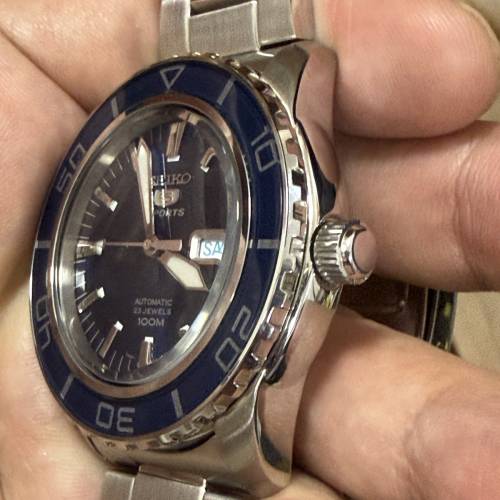 「95%新停產美品 Seiko SNZH53 (7S36機芯) 經典深藍放射面潛水錶」$1388