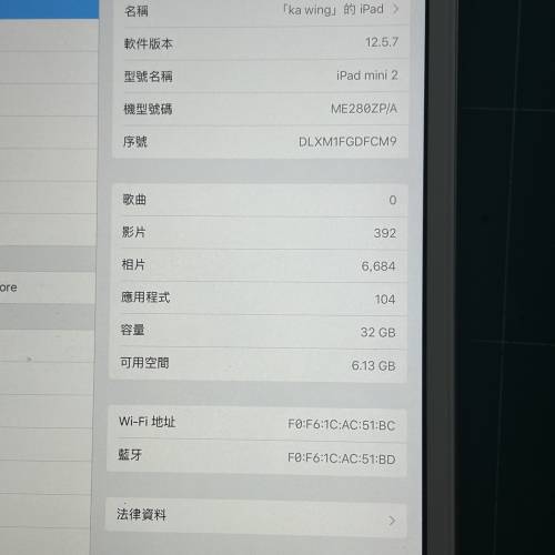 Model: iPad mini 2nd Gen Wi-Fi送全新機套
