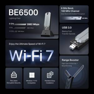 行貨TP-Link Archer TBE400UH - BE6500 Wi-Fi 7 高增益無線 USB Wi-Fi 接收器