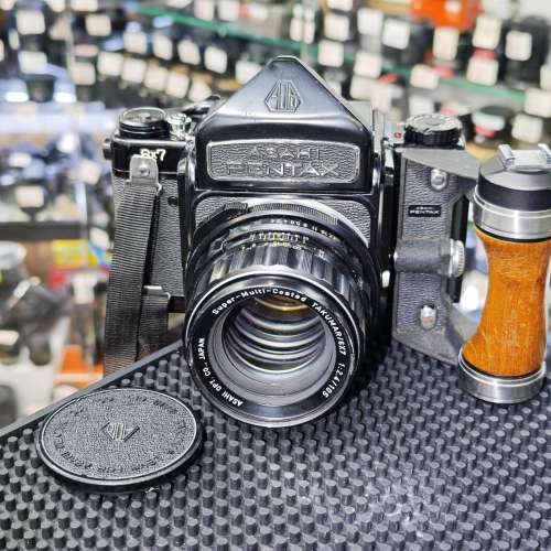 Pentax 賓得初代 6x7 + SMC 105mm f/2.4 套機 ，附原廠木柄 賓得 67 +105/2.4 功能正...