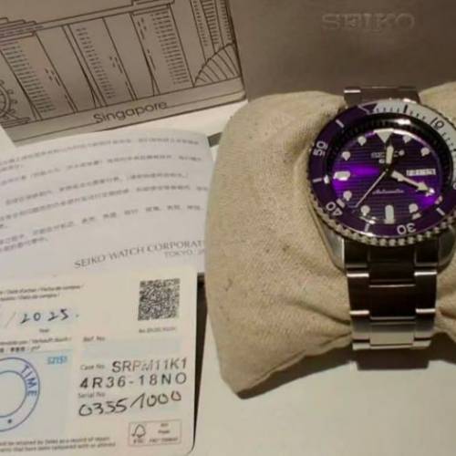 Seiko 紫色錶 紫錶 精工錶 手錶 限量版 新加坡速遞空運到港 現貨 序號：0355/1000 ...