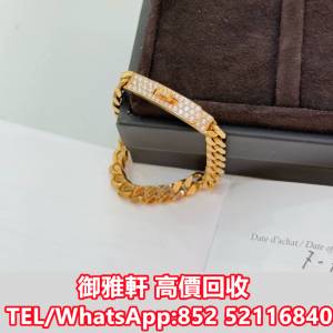 全港免費上門 免費報價 Hermes愛馬仕 Kelly gourmette 玫瑰金半鑽古巴手鍊 首飾、奢...