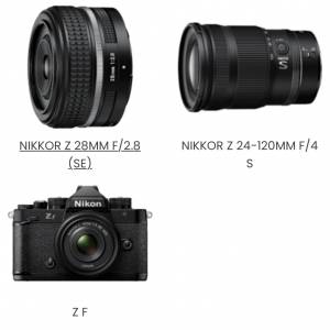 Nikon ZF camera/ Nikkor Z 28mm2.8 (SE)/ Z 24-120mmF4/ Z 40mmF2(SE)