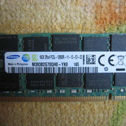 SAMSUNG 16GB 2Rx4 PC3L-12800R DDR3 Server RAM Module M393B2G70QH0-YK0