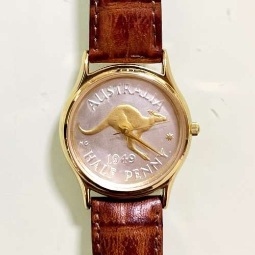 正貨澳洲錢幣錶 COINWATCH 1959年 Australia 1949 Half Penny Coin Watch - Kangaroo
