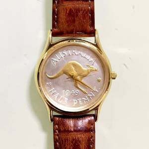 正貨澳洲錢幣錶 COINWATCH 1959年 Australia 1949 Half Penny Coin Watch - Kangaroo