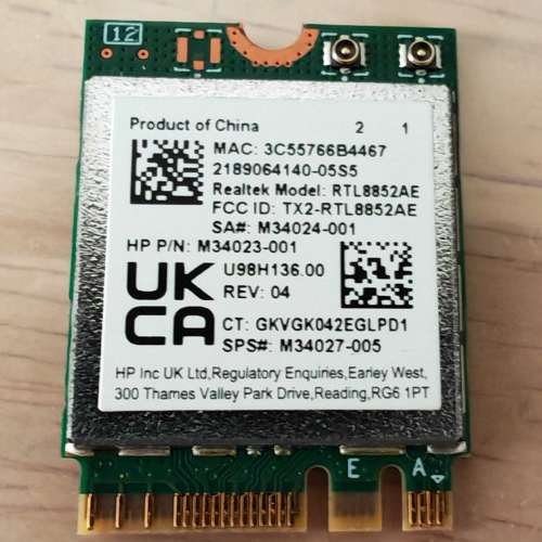 Realtek RTL8852AE Wi-Fi 5 (M.2 2230) 無線網卡