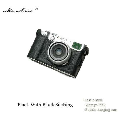Mr. Stone Genuine Leather Camera Half Case Cover Bag For FUJIFILM X100vi - Black