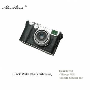 Mr. Stone Genuine Leather Camera Half Case Cover Bag For FUJIFILM X100vi - Black