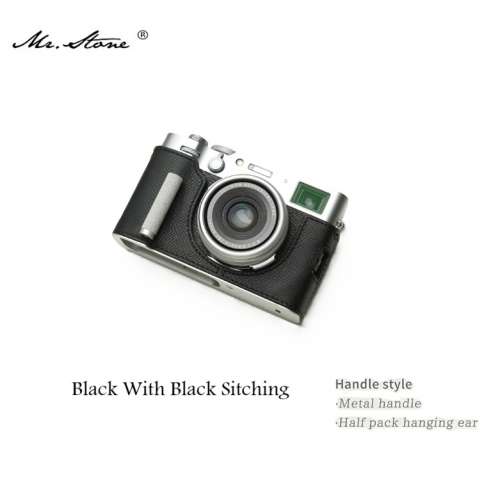 Mr. Stone Genuine Leather Camera Half Case For FUJIFILM X100vi -Black With BlACK