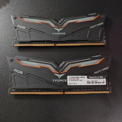 T-FORCE Night Hawk RGB DDR4 16GB 3600Mhz (8gb x2) Ram