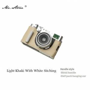 Mr. Stone For FUJIFILM X100vi - Light Khaki With White Sitching (Handle Style)