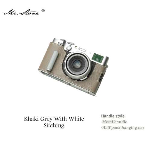 Mr. Stone Genuine Leather Camera Half Case Cover Bag For FUJIFILM X100vi - Khaki