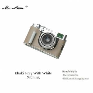 Mr. Stone Genuine Leather Camera Half Case Cover Bag For FUJIFILM X100vi - Khaki
