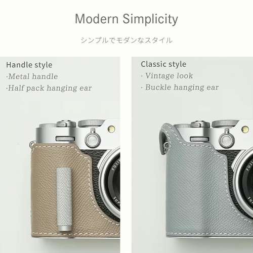 Mr. Stone Genuine Leather Camera Half Case Cover Bag For FUJIFILM X100vi - Khaki