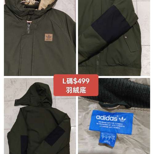 中古 Adidas 輕羽絨 連帽 防風中褸 jacket 外套 戶外行山/LEE,Levi's, Wrangler 牛...