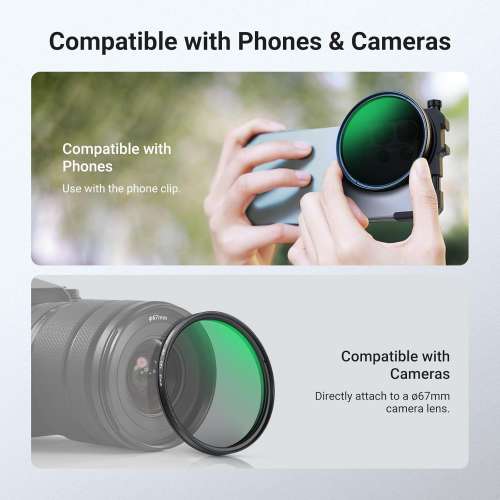 NEEWER 67mm Phone Filter Holder with Adjustable Clamp, Cold Shoe Mount & CPL
