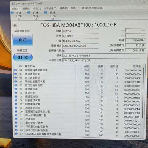 Toshiba 東芝 2.5" 1TB 7mm Mobile Hard Drives (MQ04ABF100 /128 MB / 5400RPM)(...