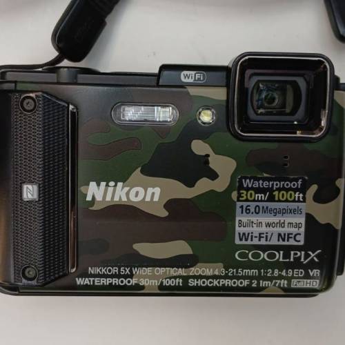 罕有99%新Nikon AW130 Camouflage 迷彩色和橙色 Wifi Waterproof Camera ( 無盒 )