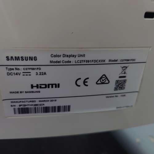 Samsung 27吋 曲面顯示器 C27F591FDC