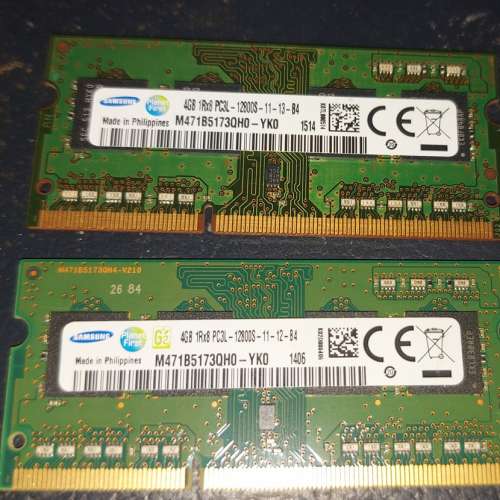 1.35V 低電壓筆記型 Samsung DDR3 PC3L-12800 1600mhz 8GB (4gb x 2pcs) SO-DIMM記...