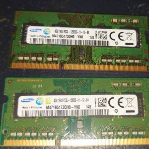 1.35V 低電壓筆記型 Samsung DDR3 PC3L-12800 1600mhz 8GB (4gb x 2pcs) SO-DIMM記...