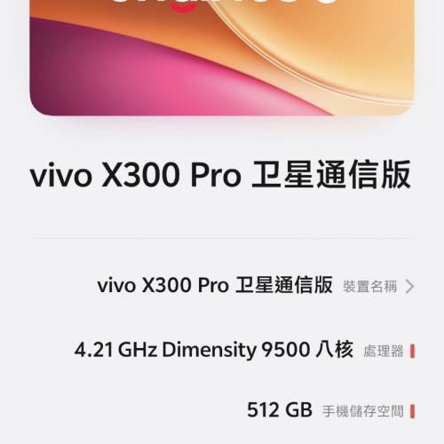 出售國行Vivo x300 Pro 衛星通訊版，16+512，黑色