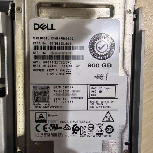 Dell 960GB SSD SAS 12Gbps 2.5-inch in 3.5-inch Hot-Plug Drive Tray