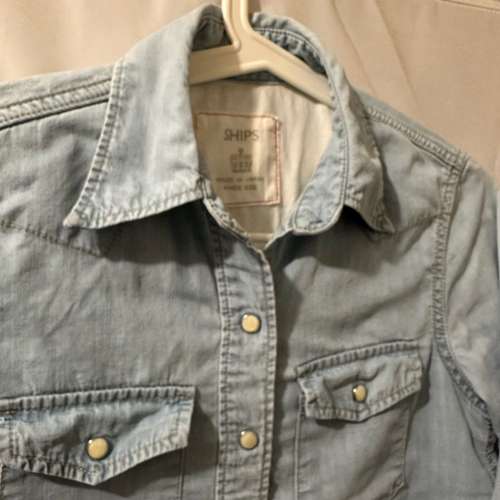 apan Brand - SHIPS Light Blue Slim Fit Women Denim Shirt 女裝牛仔恤衫 Made in...