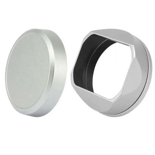 Haoge Metal Hood with 49mm Adapter Ring and Cap For FujiFilm X100VI - Silver