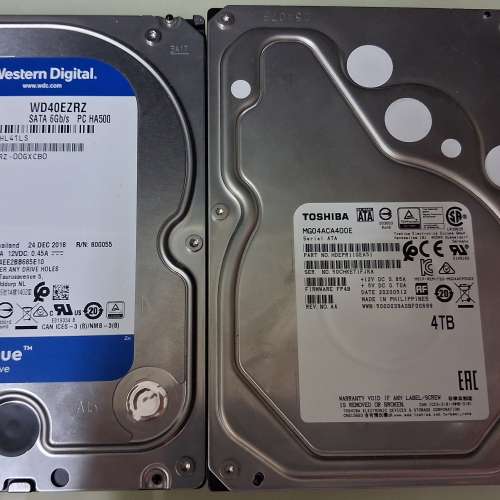 Toshiba 4TB + Western Digital 4TB 硬碟
