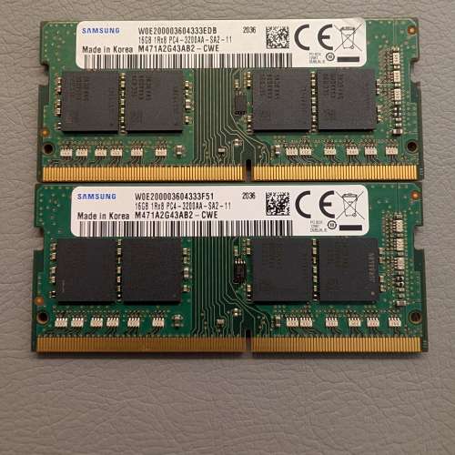 Samsung 原廠 DDR4 SODIMM 3200 16GB*2 32GB一對