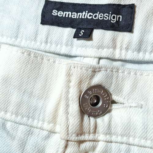 100%全新 日本潮牌 Semantic Design Jeans 男裝牛仔褲 彎刀褲 札染藍白色 Smart Ca...