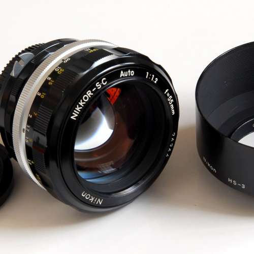 Nikon 55mm f1.2 Nikkor-S.C Non-AI mount with HS-3 hood 95% New