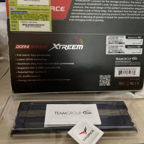 永久保養TeamGroup T force xtreem DDR4 3600mhz 16gb(8gbx2) cl18-22-22-42 ram