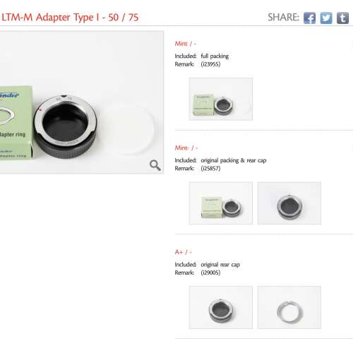 || THREE Voigtlander LTM-M Adapter Type I - 50 / 75 from $680 ||