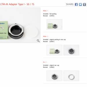 || THREE Voigtlander LTM-M Adapter Type I - 50 / 75 from $680 ||