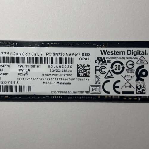 WD SN730 512GB m.2 nvme PCIe 3.0 SSD Western Digital