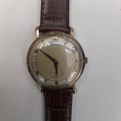 Vintage Hamilton 10KT Solid Gold Mechanical Watch W/Offset Second Hand
